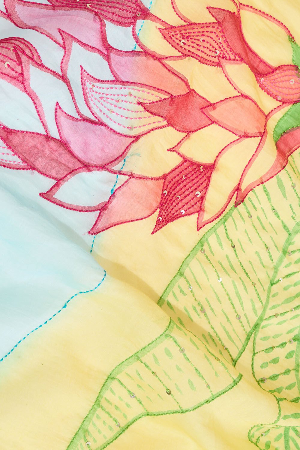 Light Yellow Bengal Pure Silk Cotton Hand Painted Saree image number null