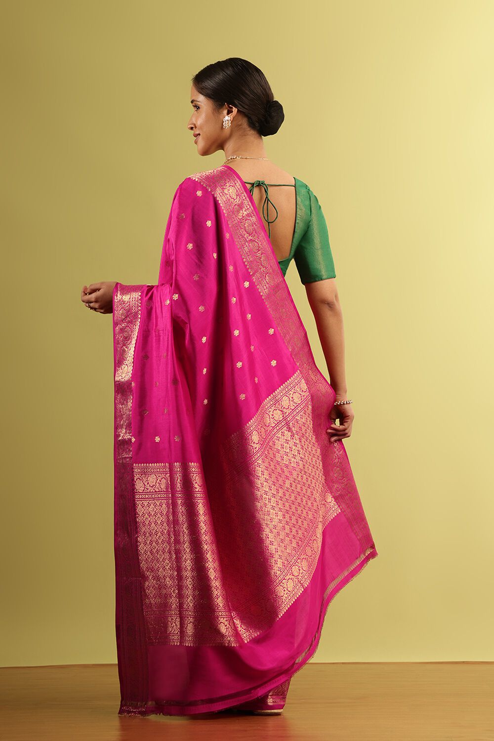 Dark Pink Silk Viscose Woven Saree image number null