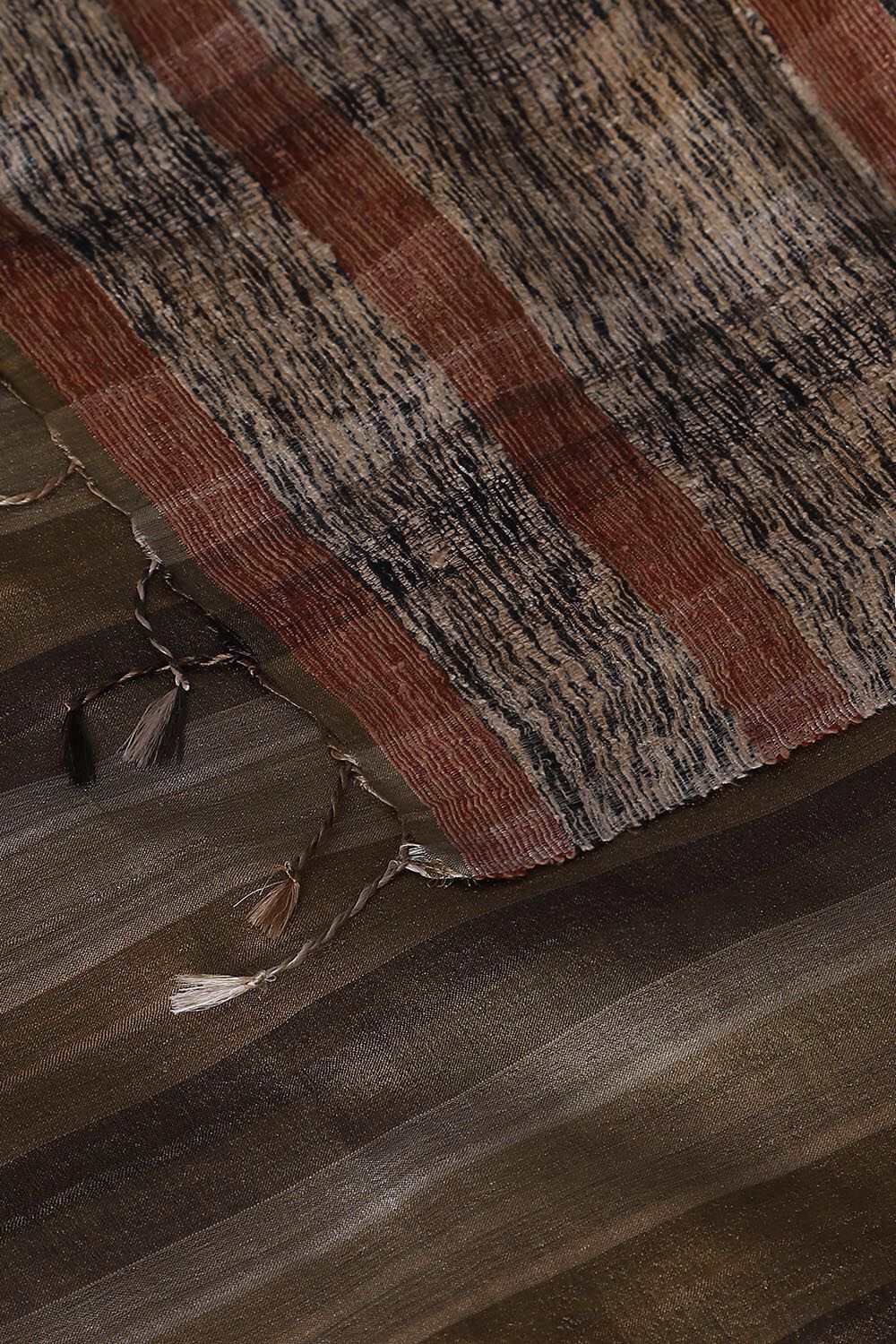 Brown Pure Tussar Silk Woven Saree image number null