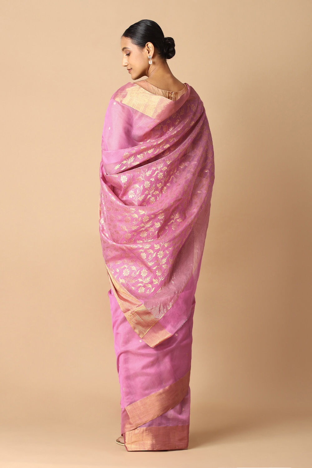 Light Pink Pure Silk Cotton Chanderi Saree image number null