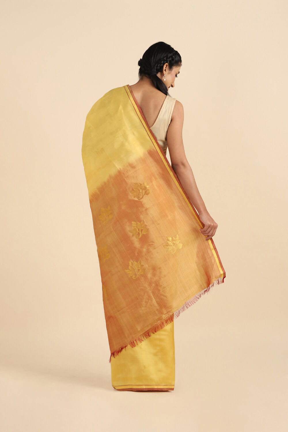 Yellow Pure Silk Kanjivaram Saree image number null