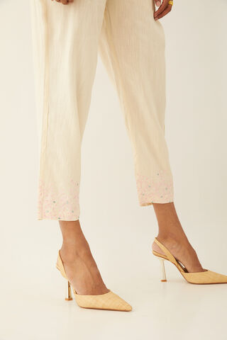 Off White Viscose Embroidered Trouser thumbnail image number null