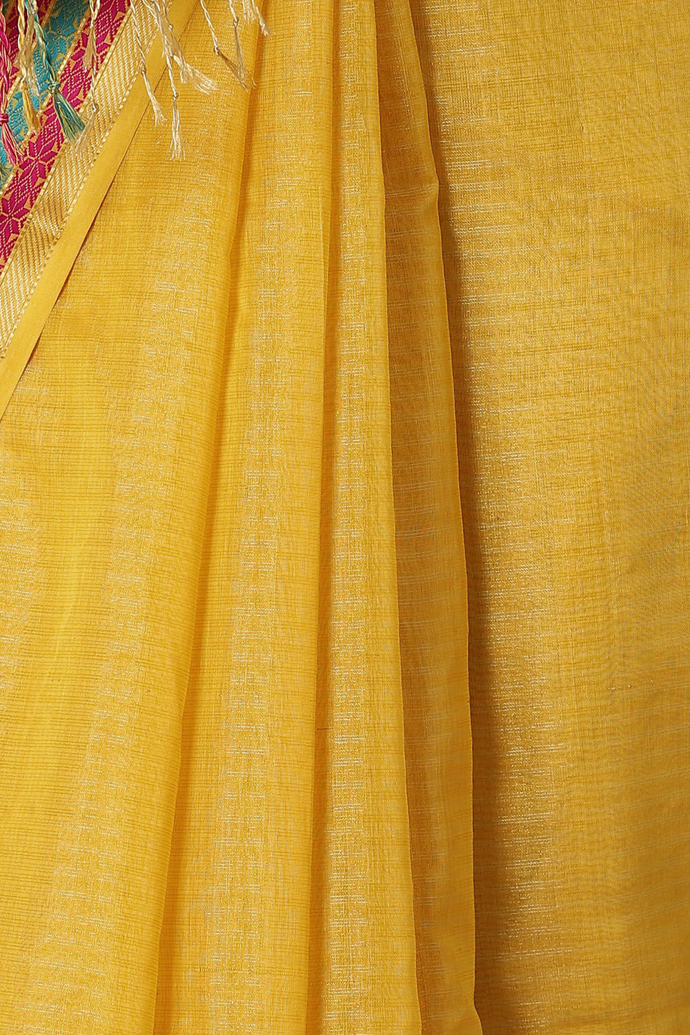 Yellow Pure Cotton Tissue Maheswari Saree image number null
