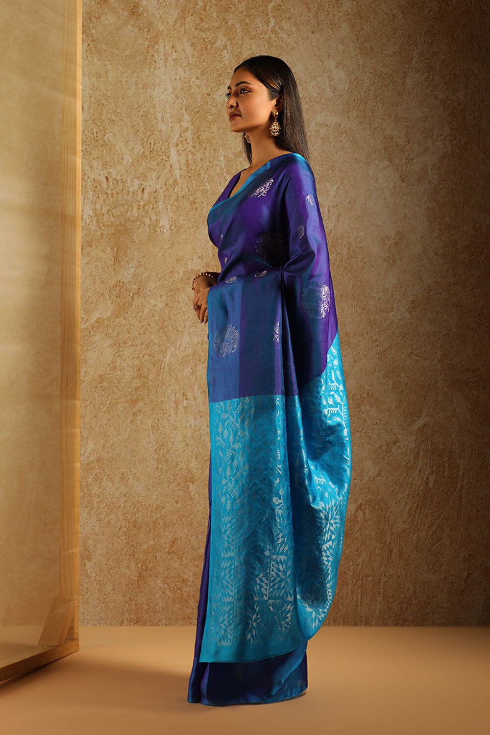 Blue South Pure Silk Woven Saree image number null