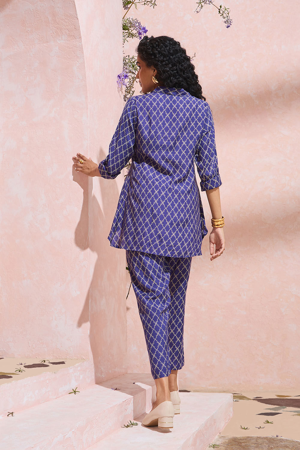 Blue Viscose Printed Sanganeri Kurta Set image number null