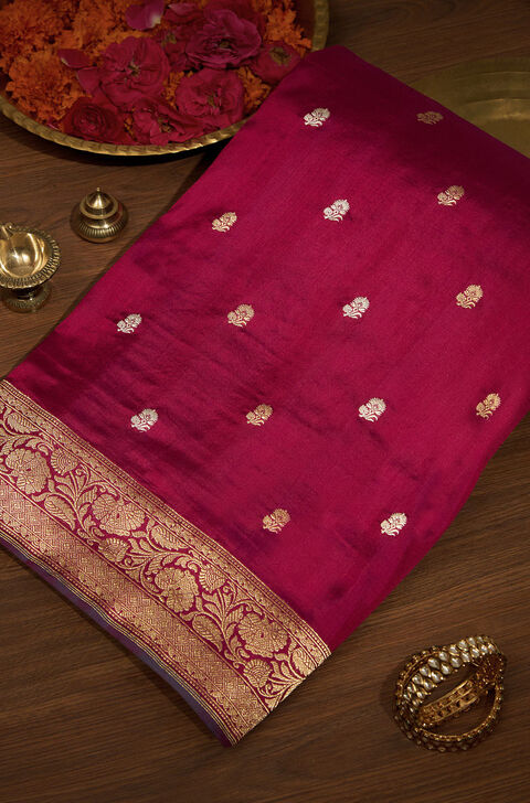 Pink Pure Silk Kadwa Banarasi Saree