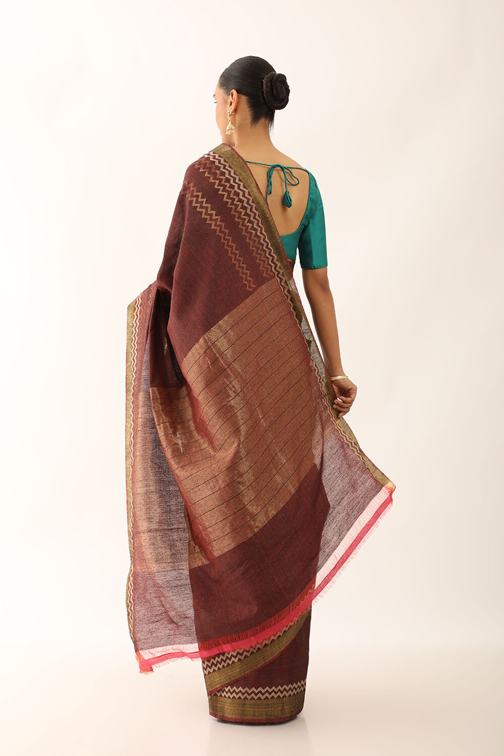 Dark Red Chattisgarh Pure Tussar Silk Woven Saree image number null