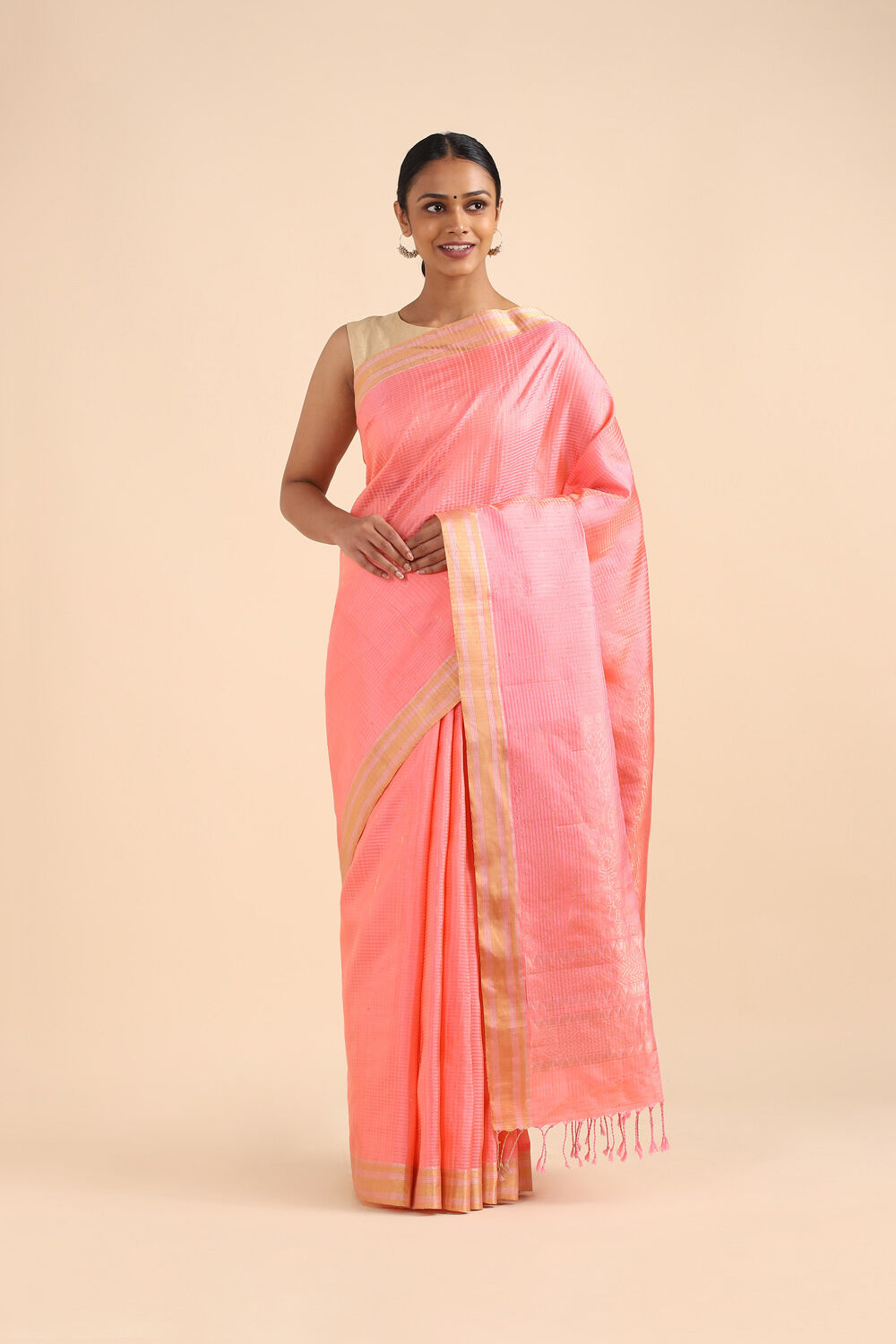 Light Orange Pure Soft Silk Saree image number null