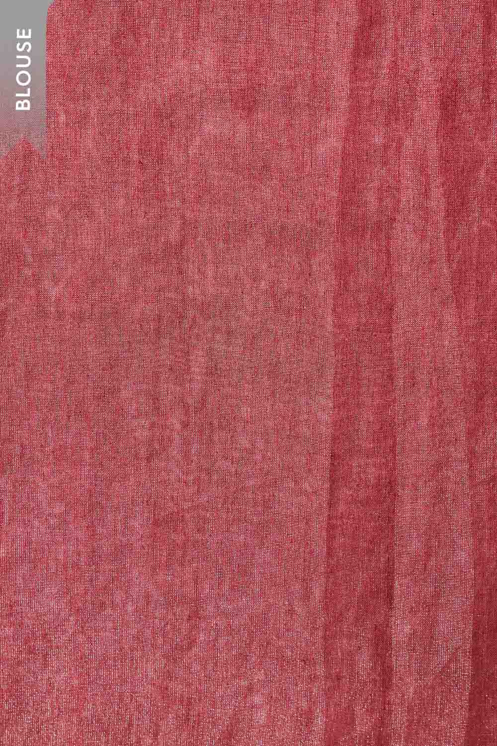 Red Tissue Linen Embroidered Saree image number null