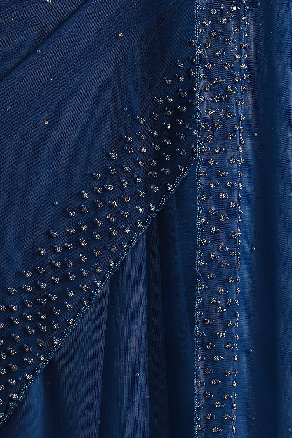 Blue Pure Embroidered Saree image number null