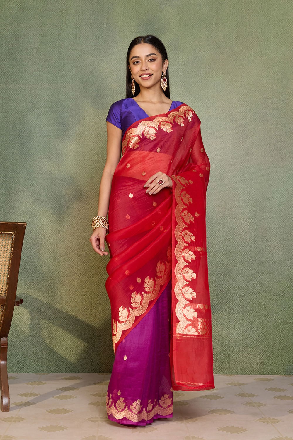 Multi Pure Silk Organza Kadwa Banarasi Saree image number null
