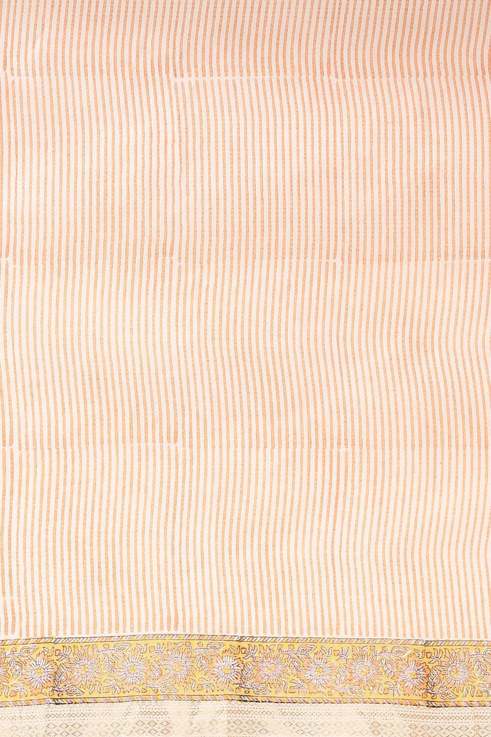Off White Pure Silk Cotton Sanganeri Printed Saree image number null