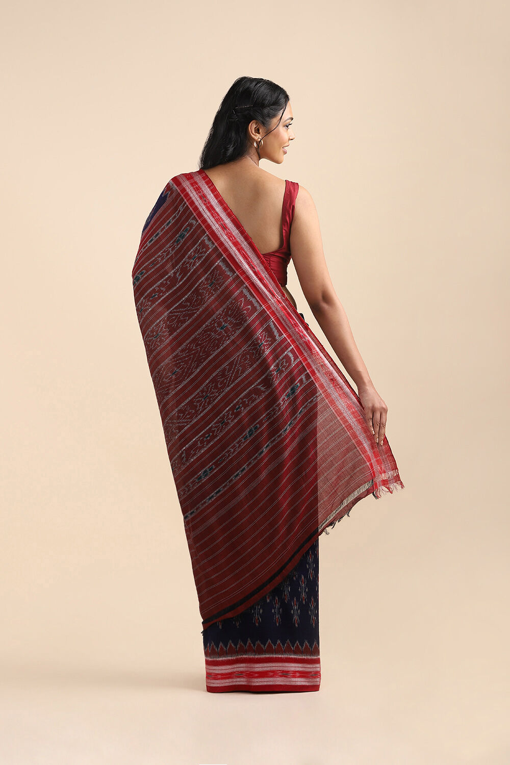Dark Pure Blue Cotton Odissa Ikat image number null