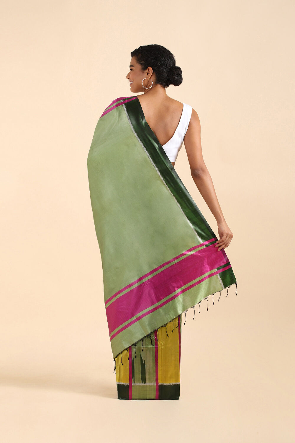 Yellow Pure Silk Odissa Ikat Saree image number null