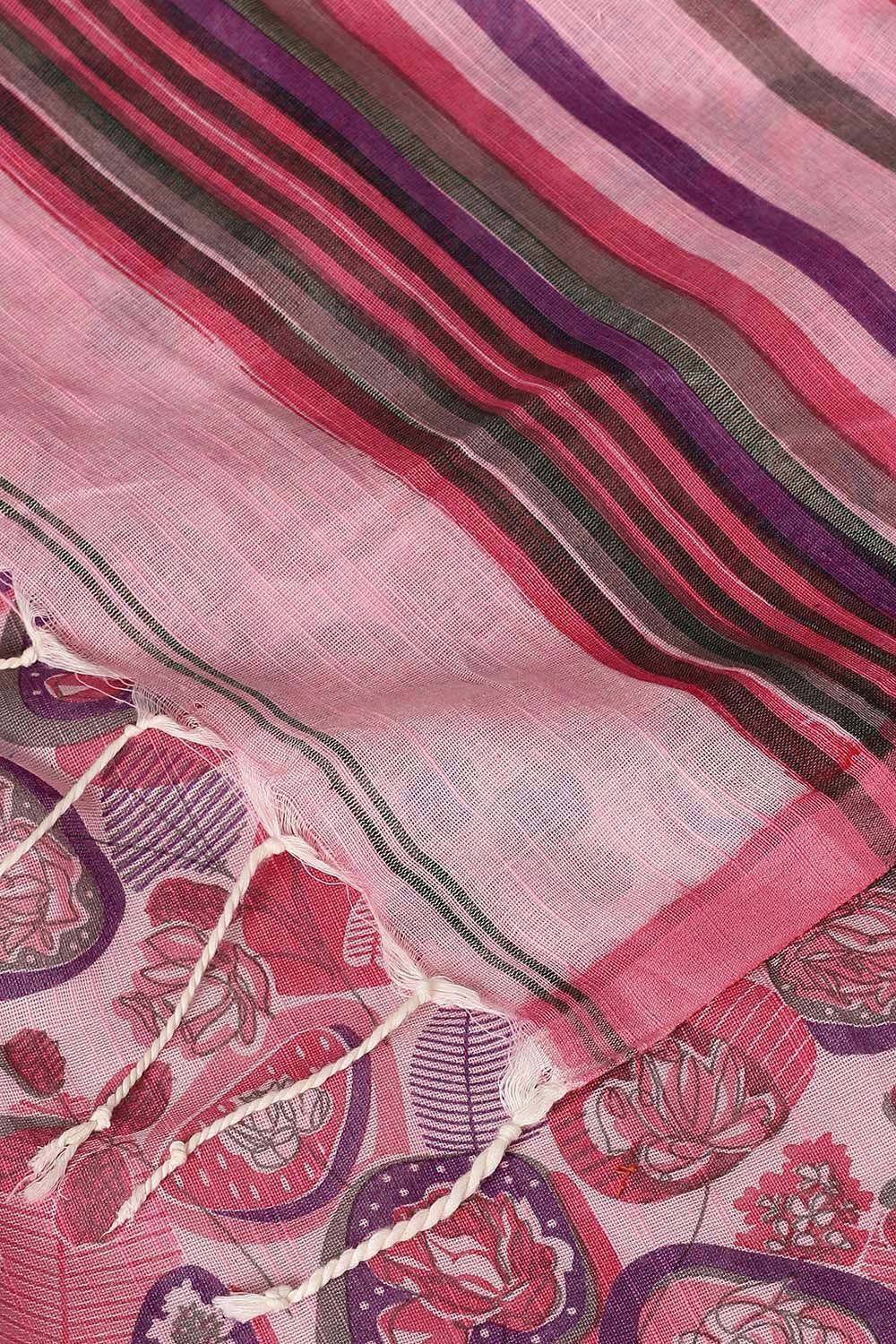 Pink Pure Cotton Printed Saree image number null