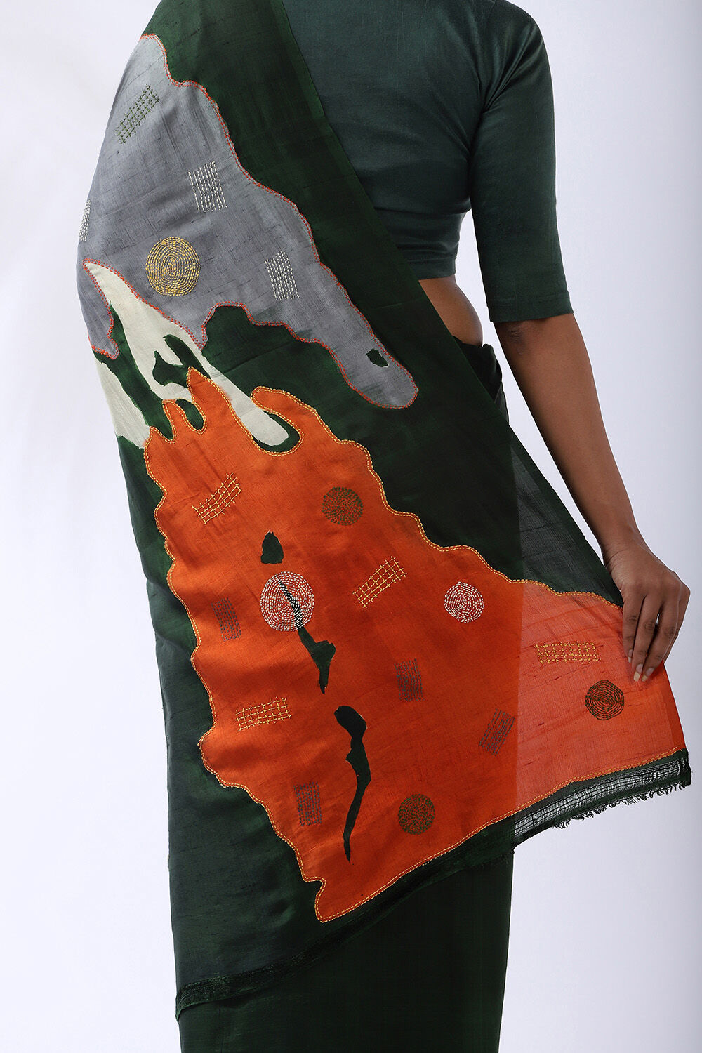 Green Pure Silk Batik Saree image number null