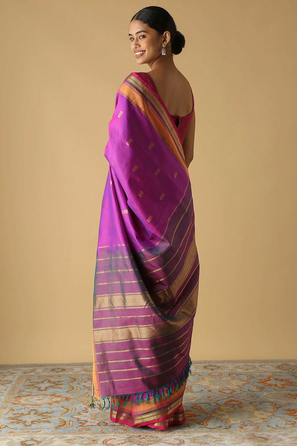 Purple Pure Silk Kanjivaram inspired Saree image number null