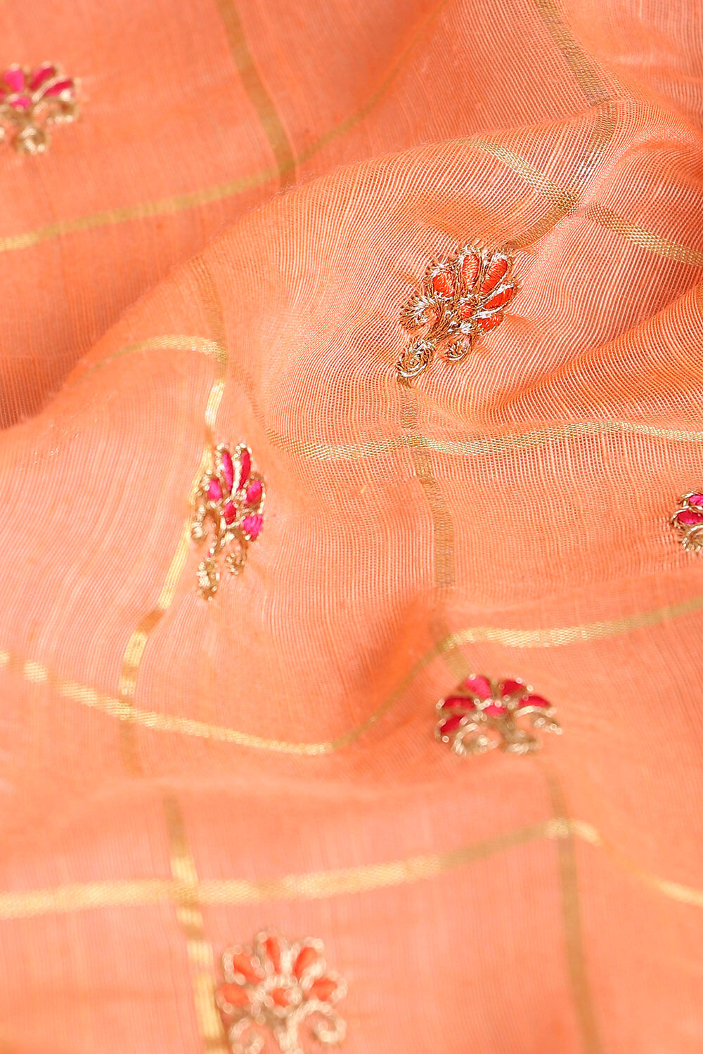 Orange Pure Embroidered Saree image number null