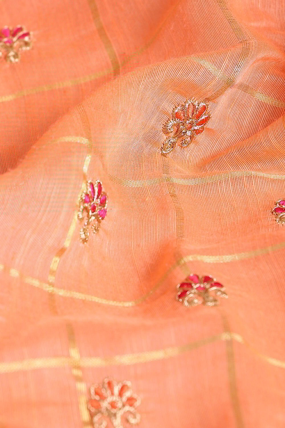 Orange Pure Embroidered Saree image number null