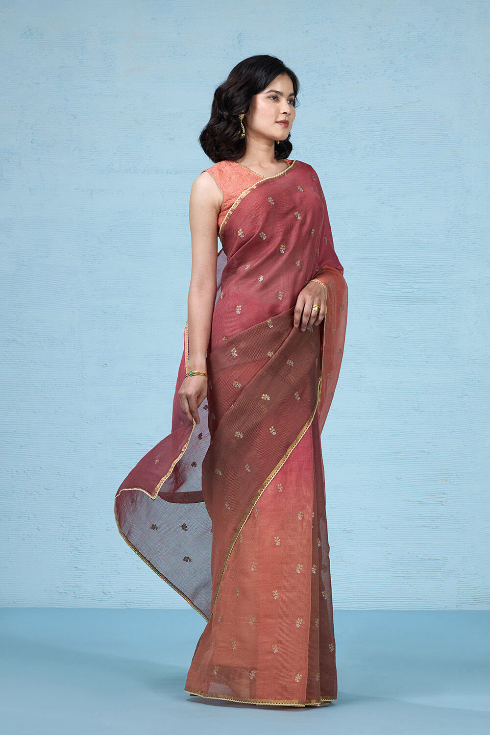 Pink Pure Silk Cotton Embroidered Saree image number null