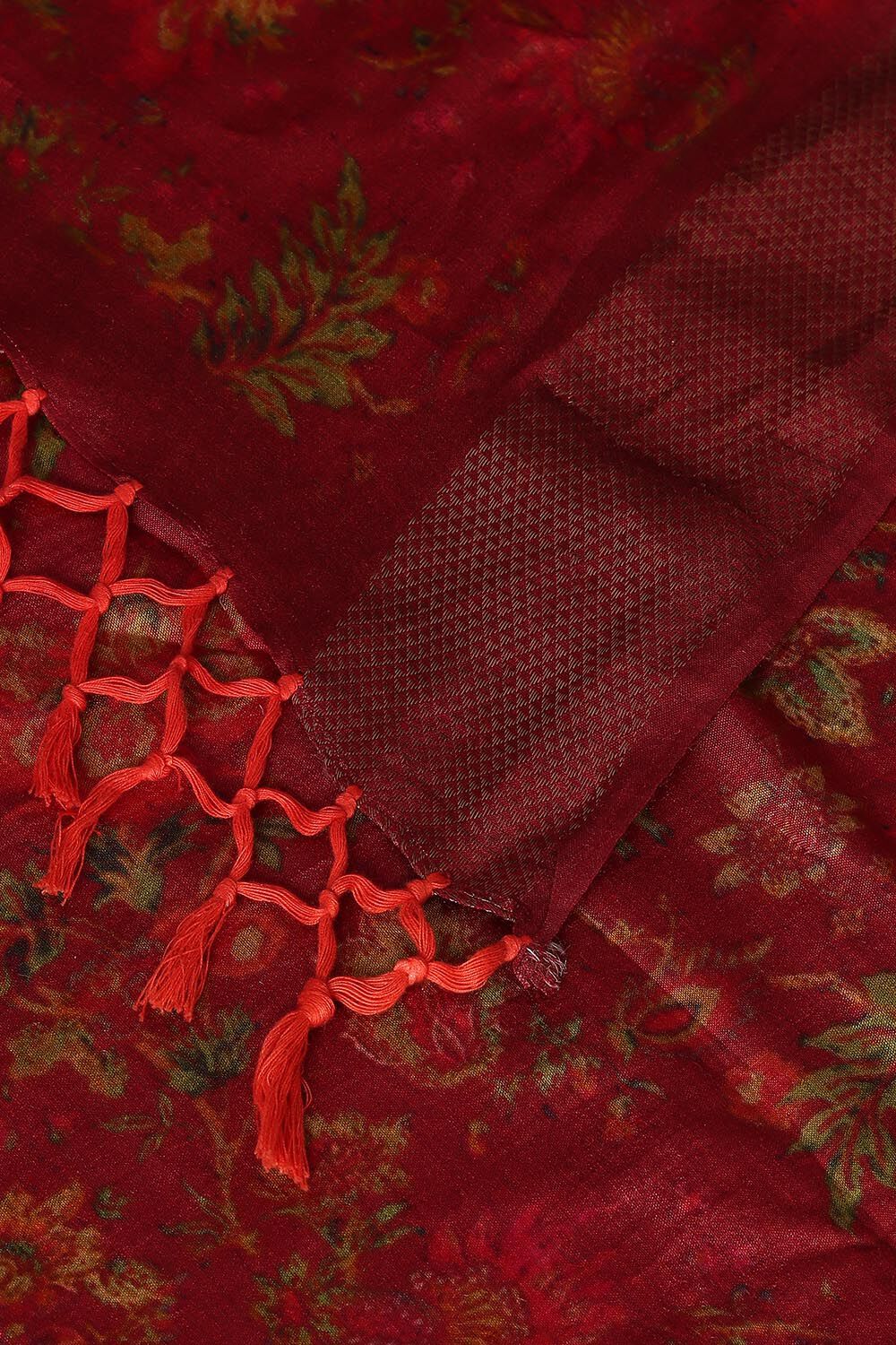 Red Pure Tussar Digital Printed Saree image number null