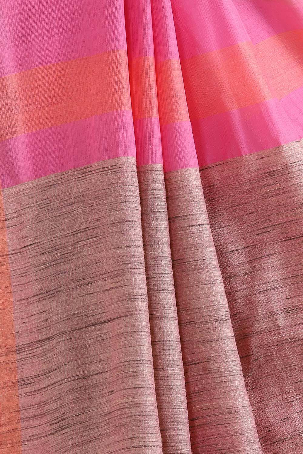 Pink Pure Silk Cotton Bengal Saree image number null