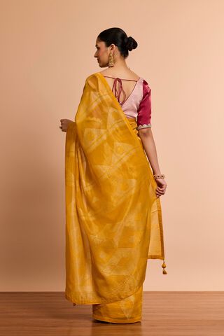 Yellow Woven Viscose Tissue Saree thumbnail image number null