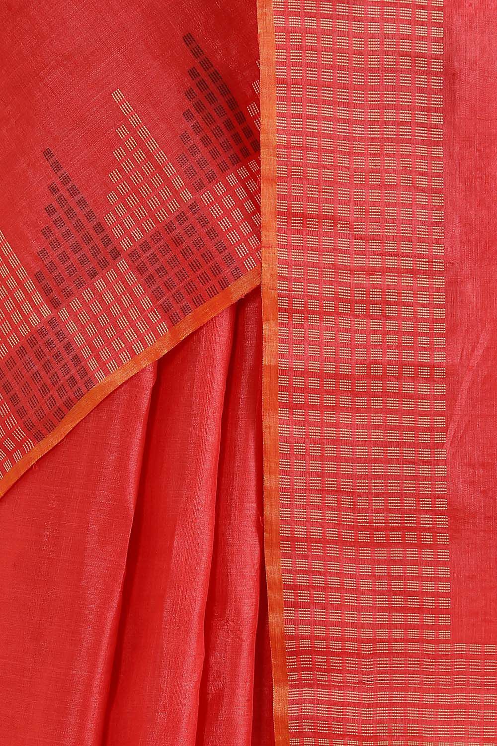 Red Pure Tussar Woven Saree image number null