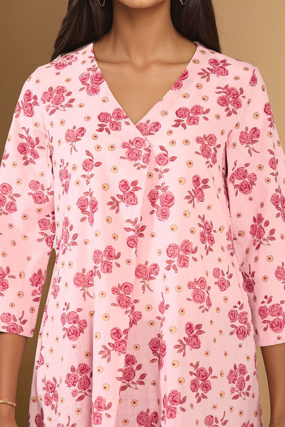Light Pink Pure Cotton Screen Printed Kurta Set image number null