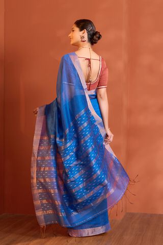 Blue Bengal Pure Silk Cotton Jamdani Saree thumbnail image number null