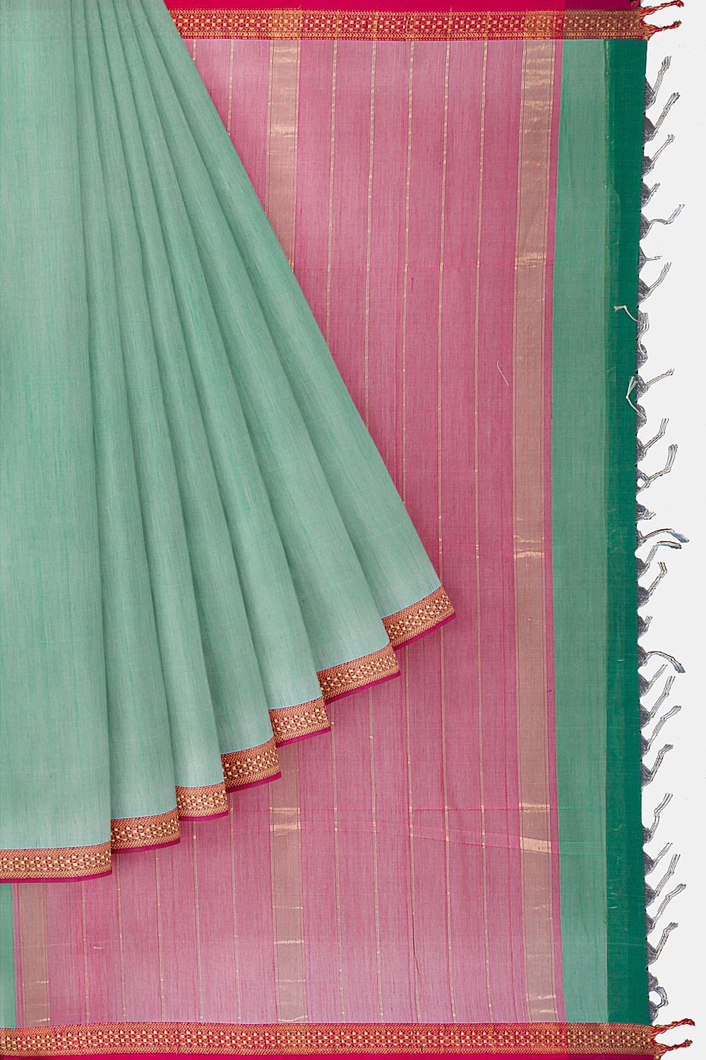 Green Pure Silk Cotton Maheswari Saree image number null