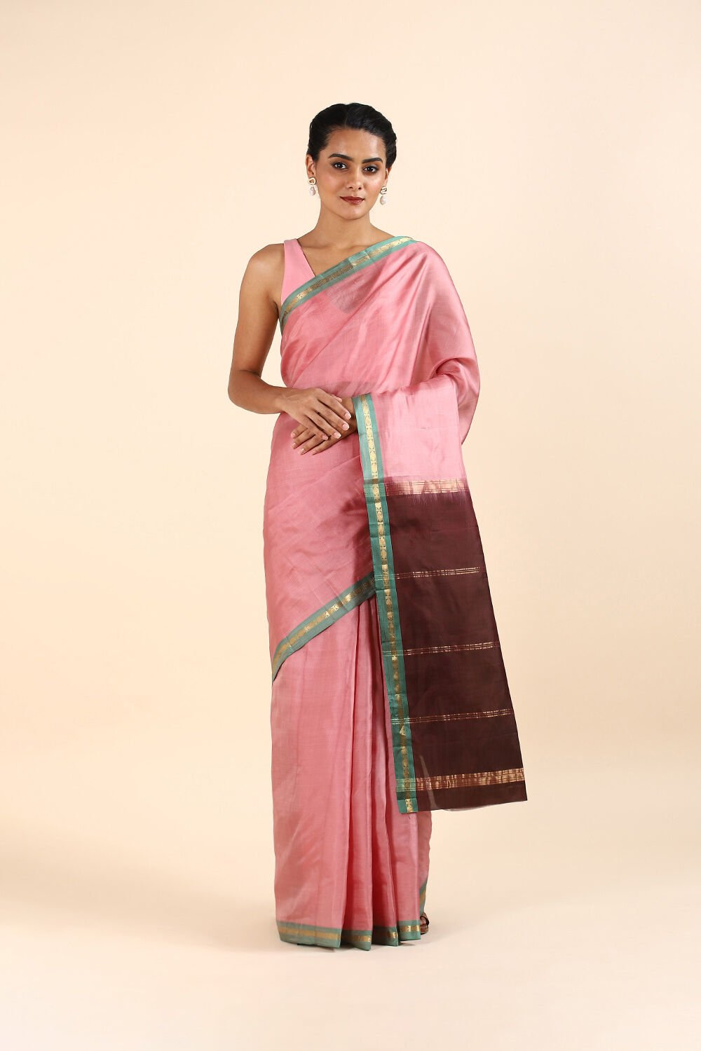 Light Pink Pure Soft Silk Saree image number null