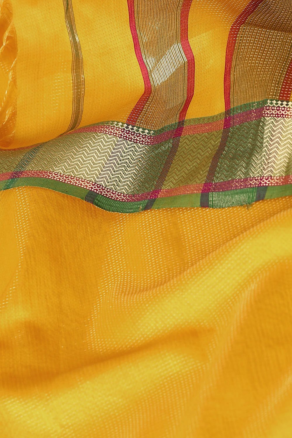 Yellow Pure Silk Cotton Maheswari Saree image number null