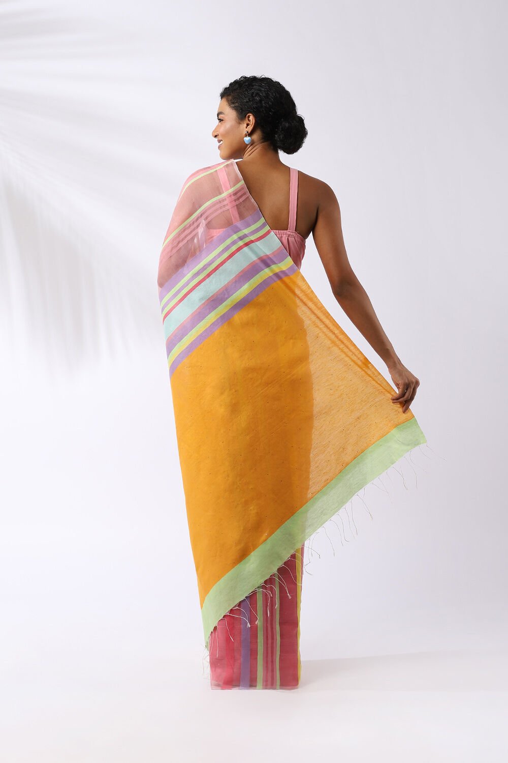 Light Pink Pure Organza Cotton Embroidered Saree image number null