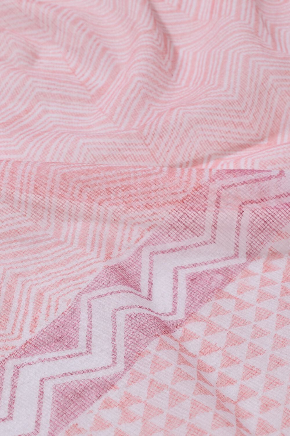 Light Pink Bagru Block Printed Pure Cotton Kota Saree image number null