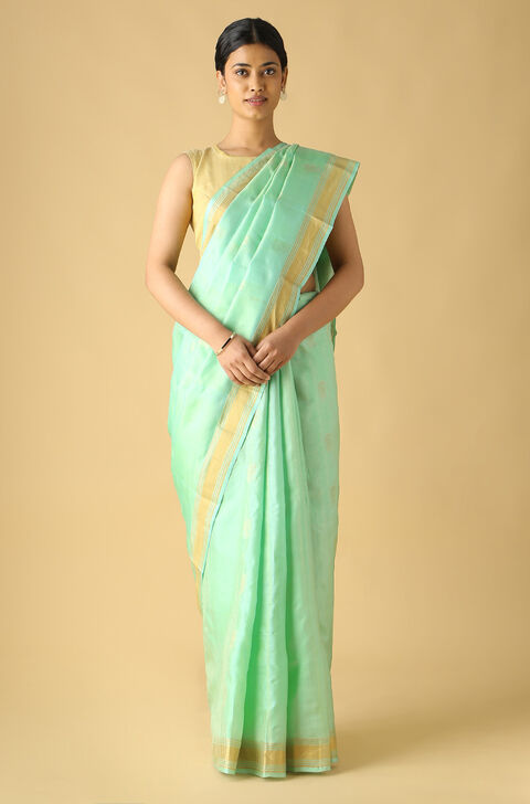 Light Green Pure Silk South Saree