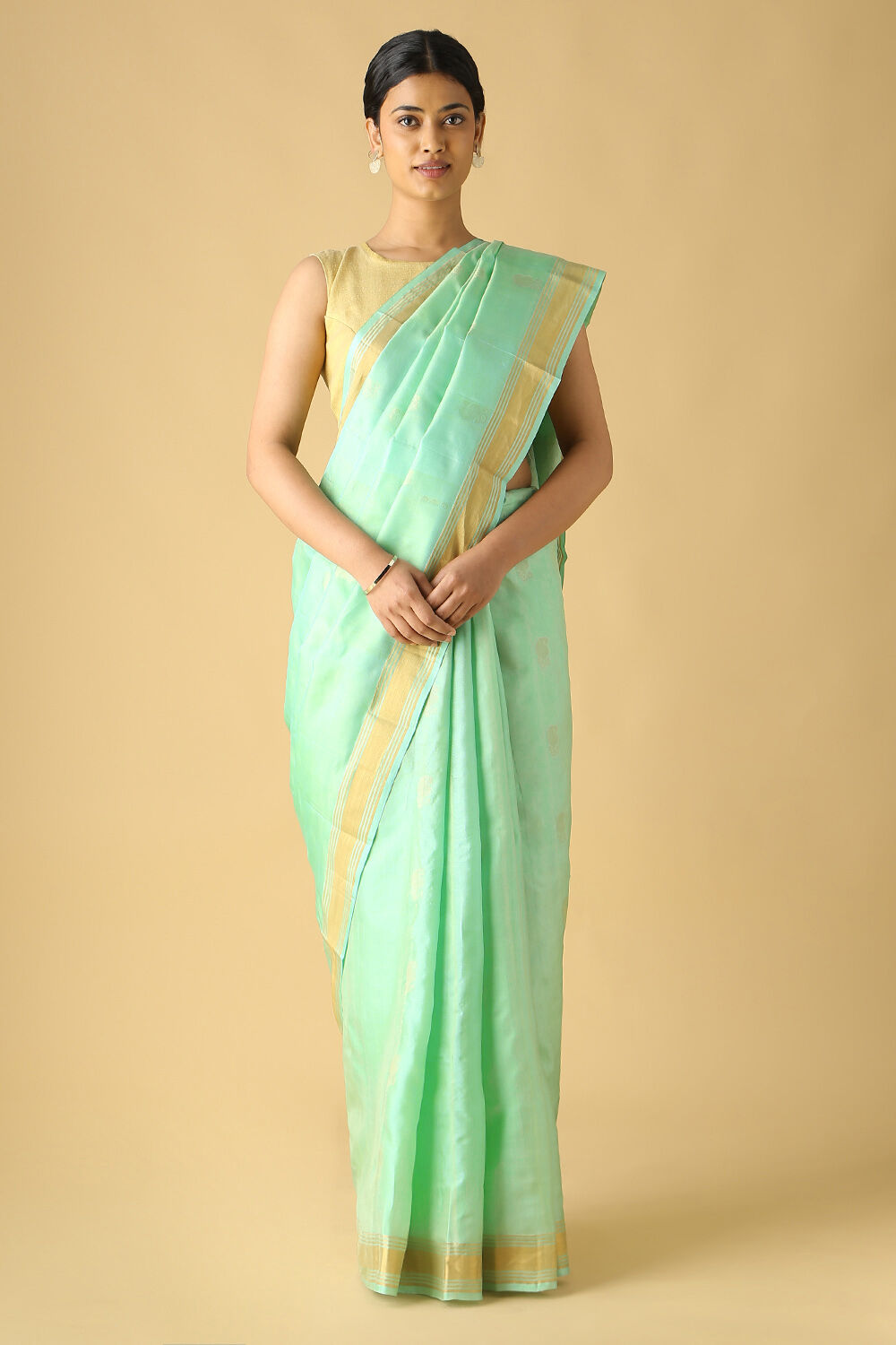Light Green Pure Silk South Saree image number null