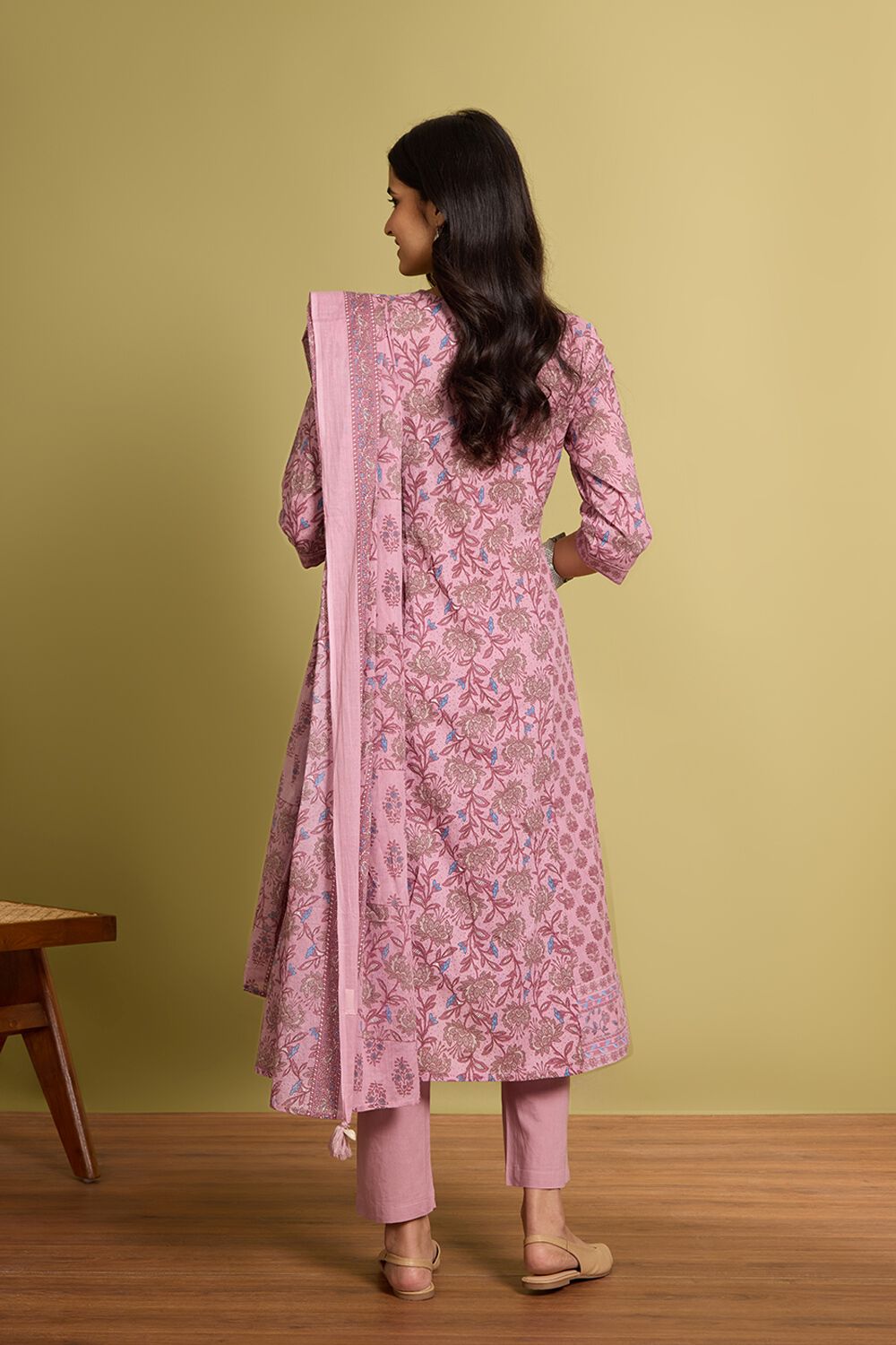 Light Pink Screen Printed Pure Cotton Kurta Set image number null