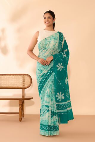 Green Ujjain Pure Cotton Batik Saree thumbnail image number null