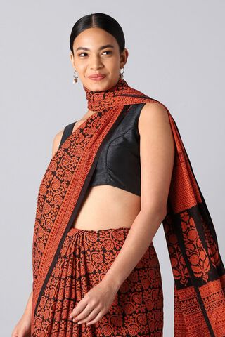 Orange Pure Cotton Bagh Printed Saree thumbnail image number null