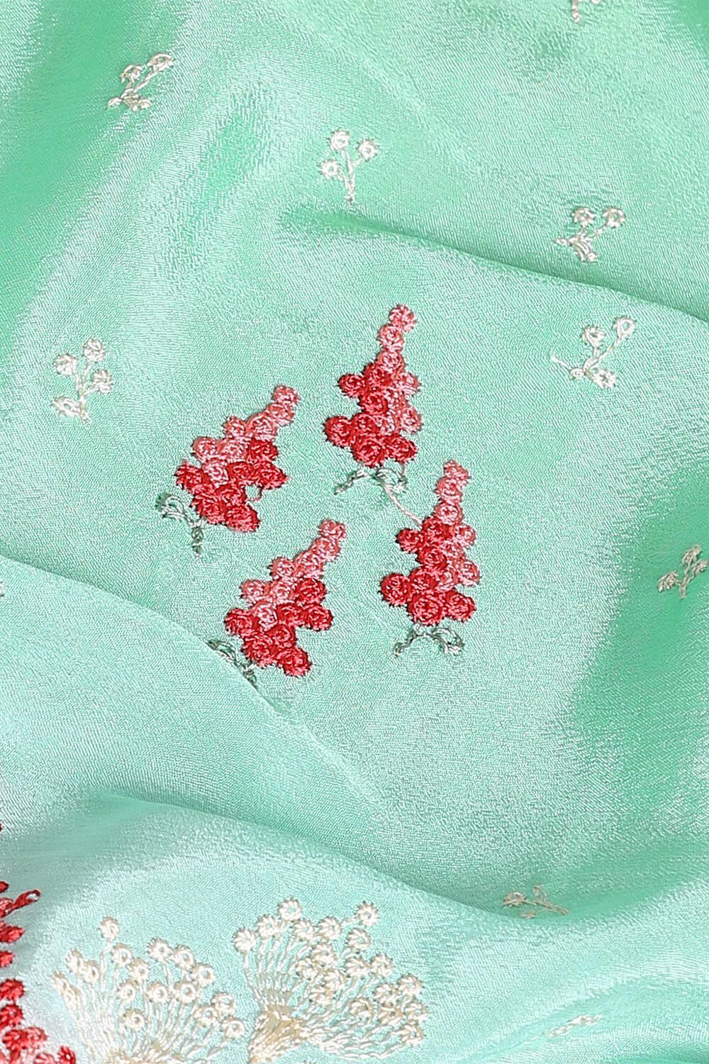 Green Viscose Embroidered Saree image number null