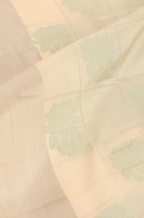 Beige Pure Silk Woven South Saree