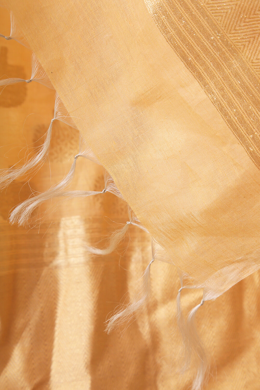 Melon Orange Pure Banaras Silk Cotton Dupatta image number null