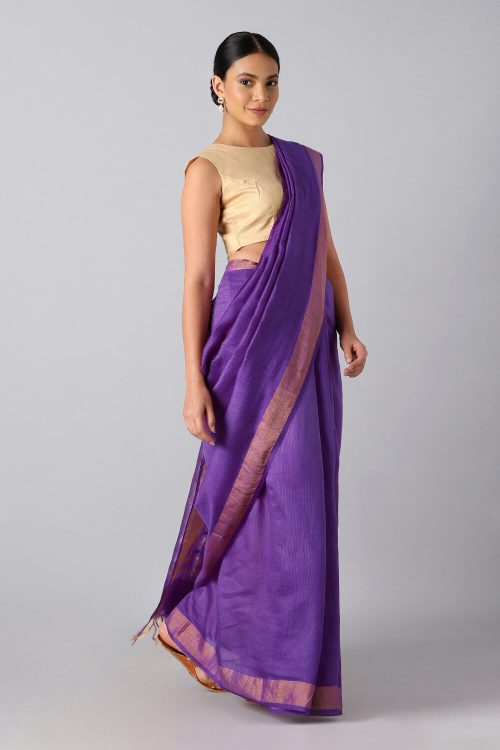 Purple Pure Silk Tussar Bhagalpuri Saree image number null