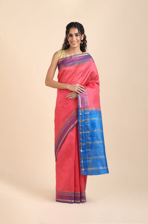 Light Orange Pure Soft Silk Saree