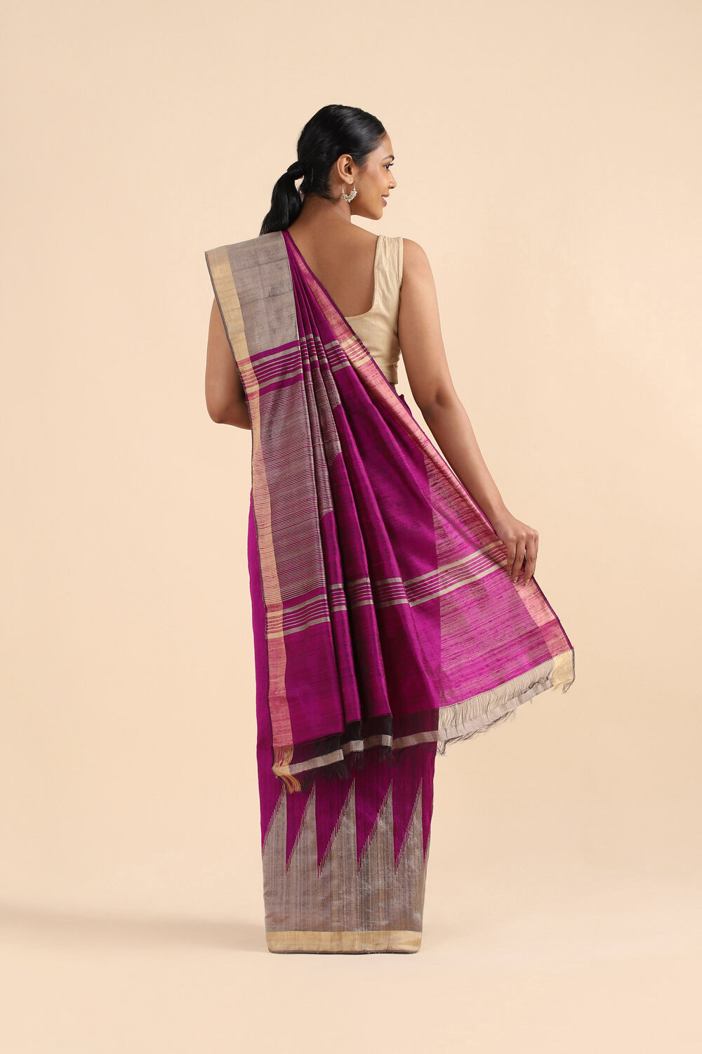 Dark Pink Pure Silk Woven Saree image number null