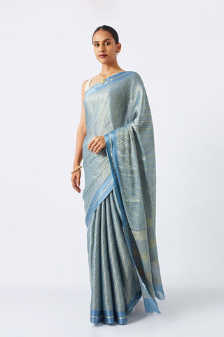 Grey Pure Georgette Woven Saree thumbnail image number null