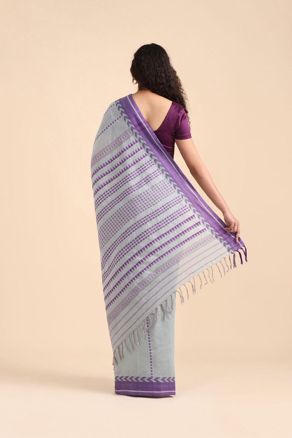 Grey Pure Cotton Begampur Saree image number null