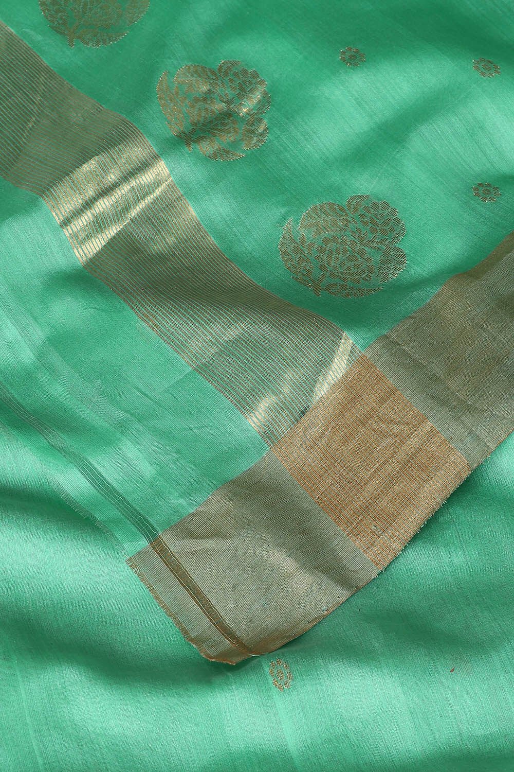 Light Green Pure Silk Cotton Chanderi Saree image number null
