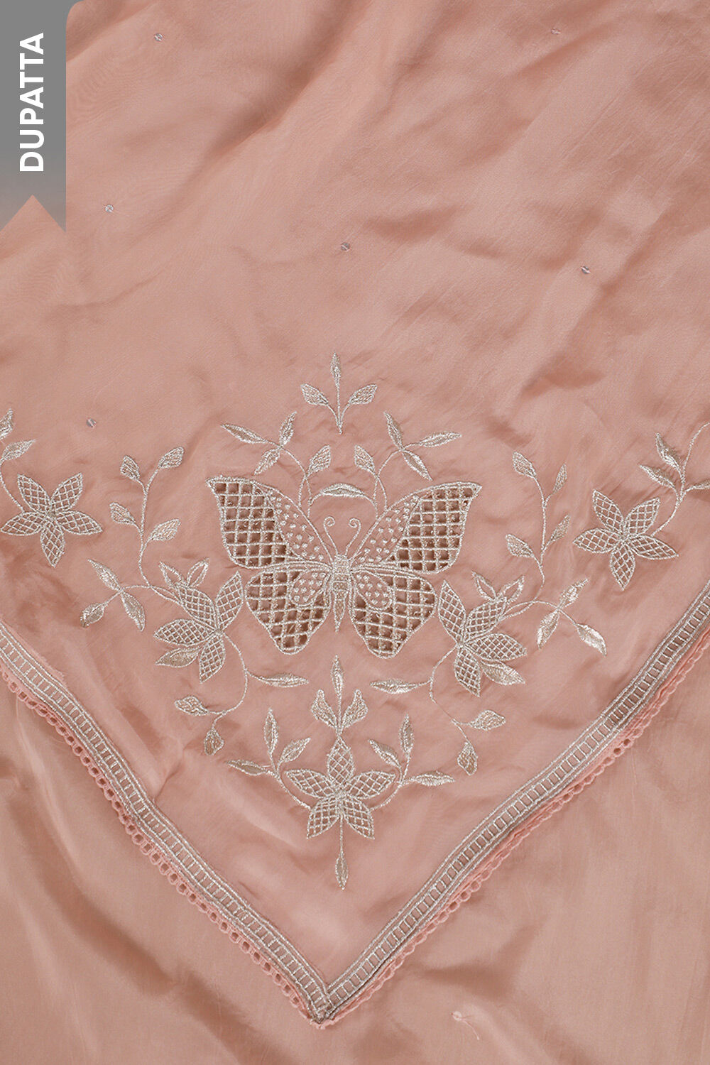 Light Pink Pure Silk Organza Embroidery Unstitched Suit Set image number null